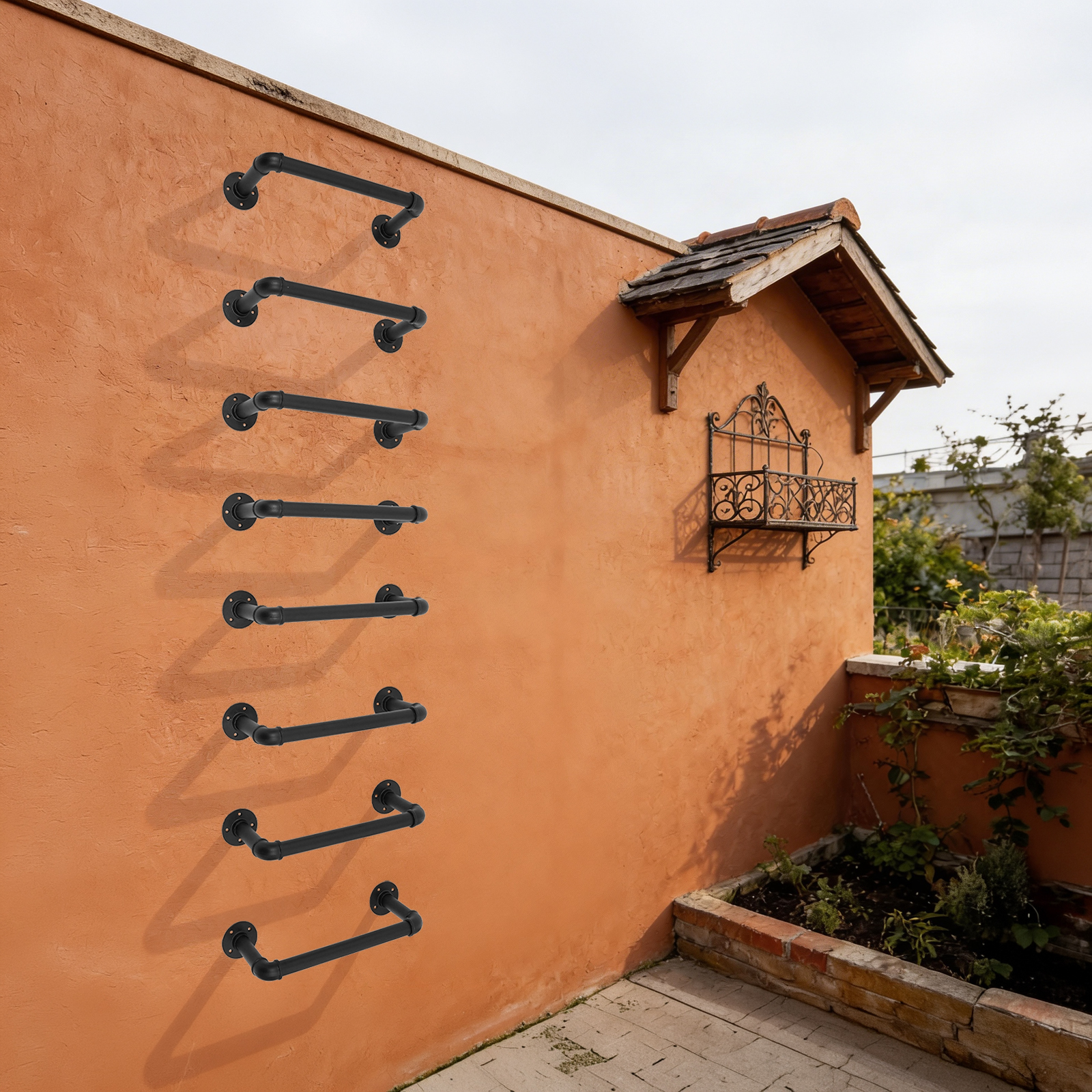Fire Escape Ladder - Essential Wall-mounted Ladder,8-step Wall-Mounted Ladders,8-Rung Industrial