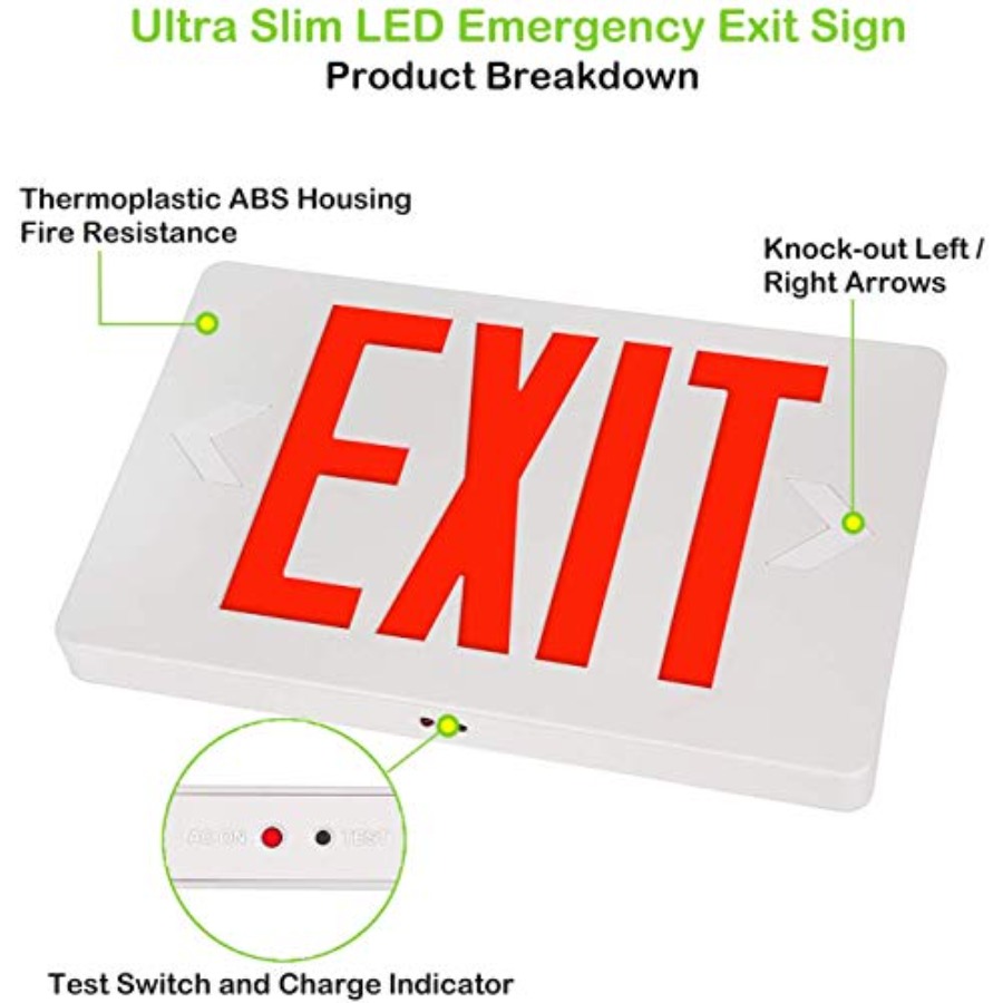 Ultra Slim LED Exit Sign, Red  – Emergency Exit Sign Bewertung und Preis