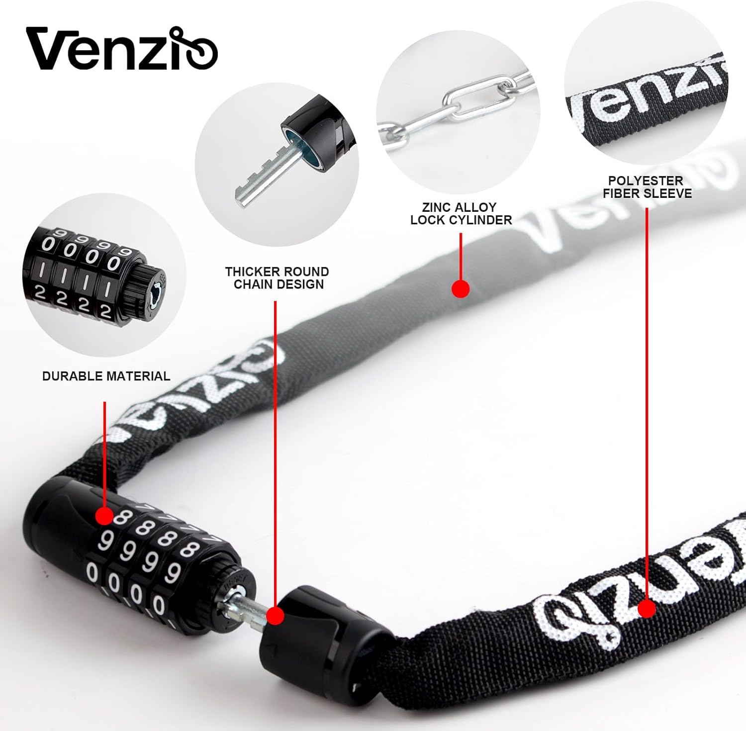 4-Digit Combination Bike Chain – Security Chain Door Bewertung und Preis