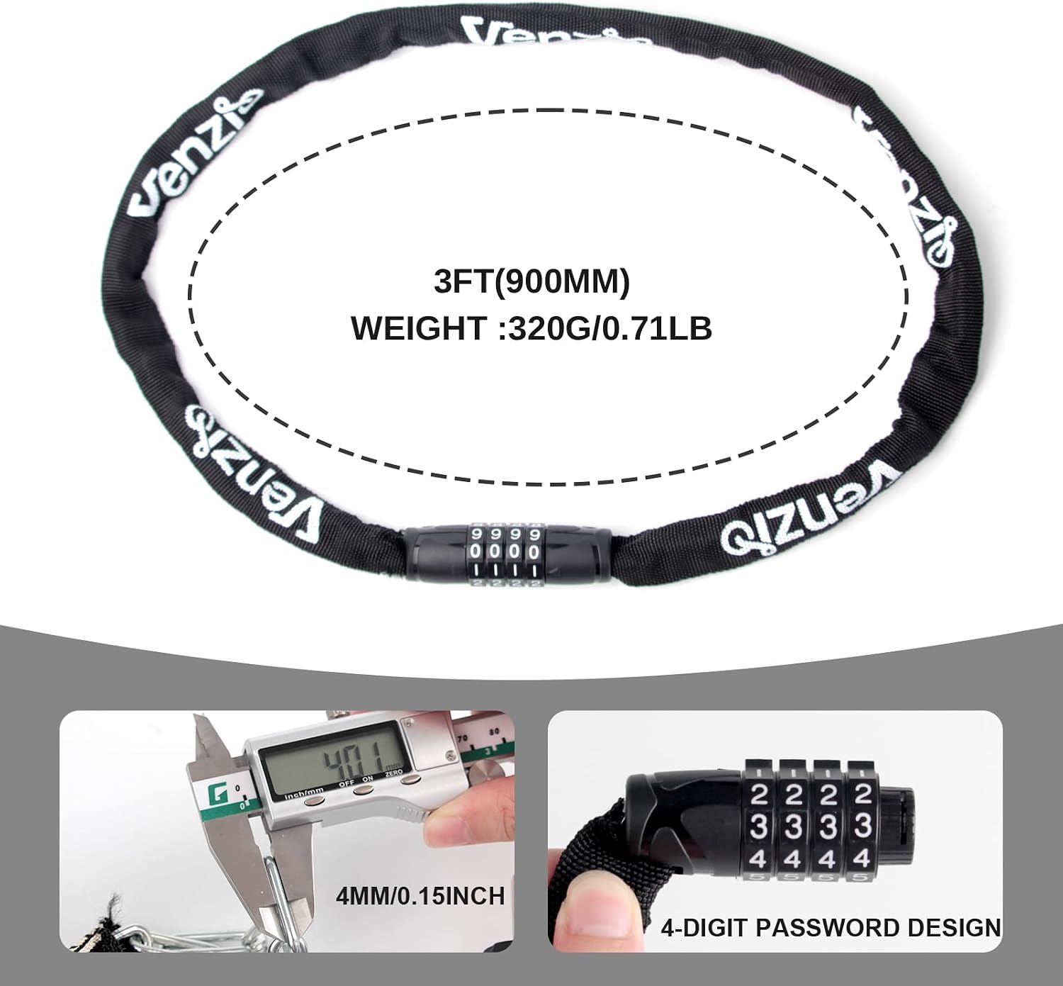 4-Digit Combination Bike Chain – Security Chain Door Bewertung und Preis