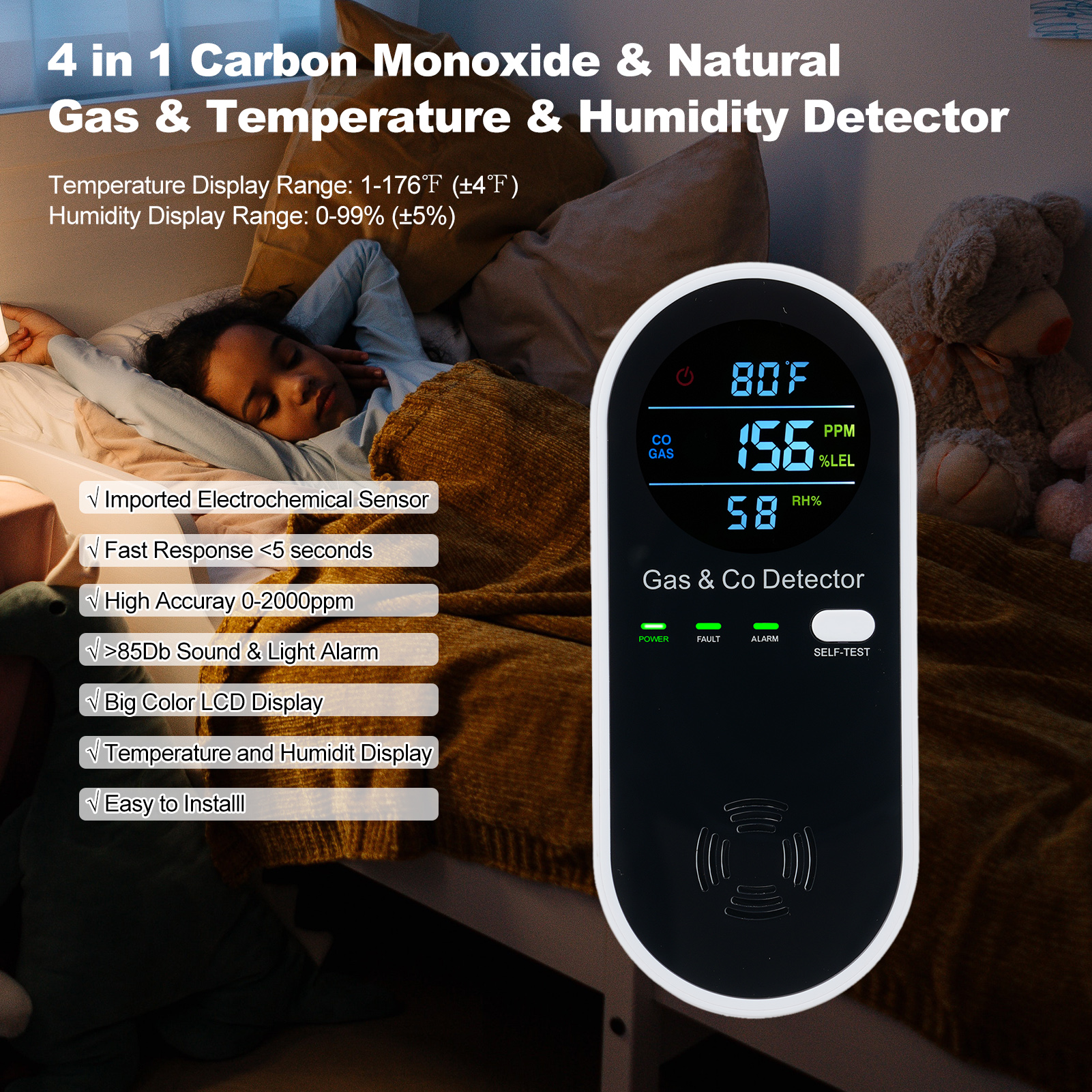 4 in 1 CO Monitor Alarm with L – Co Detector Plug Bewertung und Preis